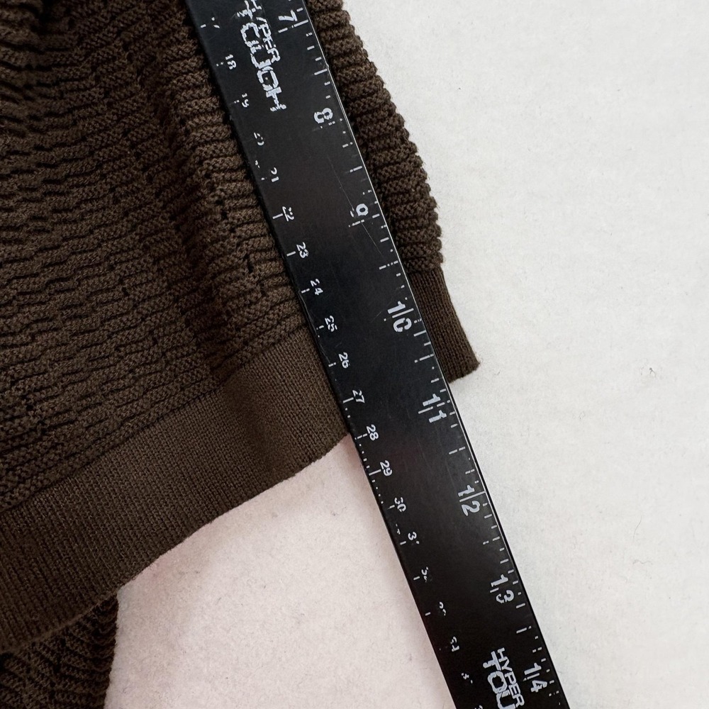 DKNY Crochet Cotton Knit Polo Sweater Mens L Brown Button Front Short Sleeve NWT - Picture 10 of 13